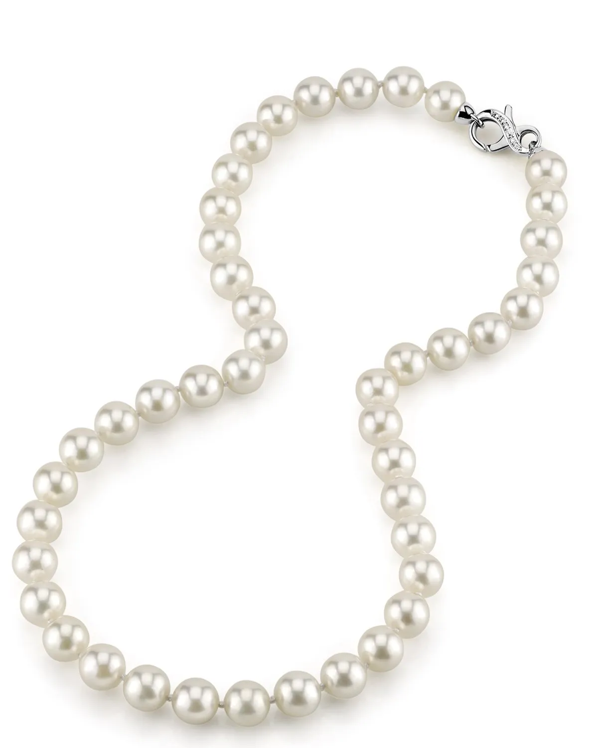 White Japanese Akoya Pearl Necklace, 9.0-9.5mm - AA  Quality