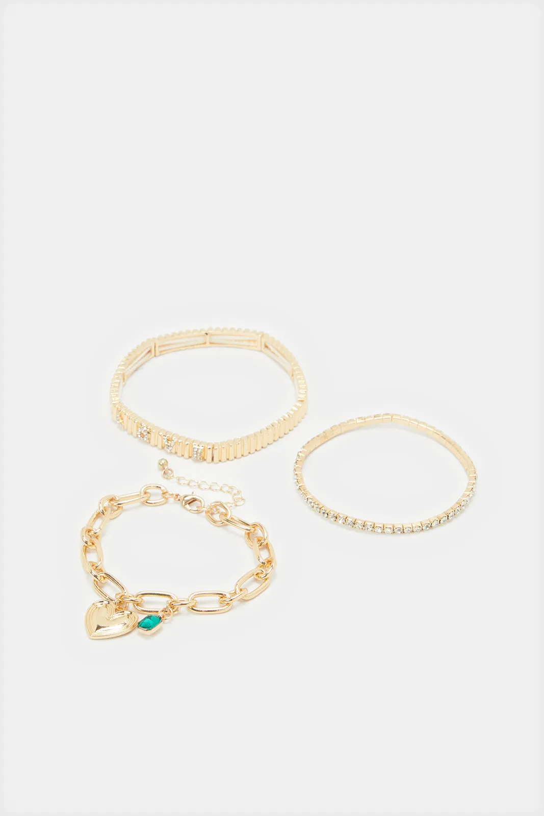 Women Gold Embellished Bracelet Set (3 Piece)