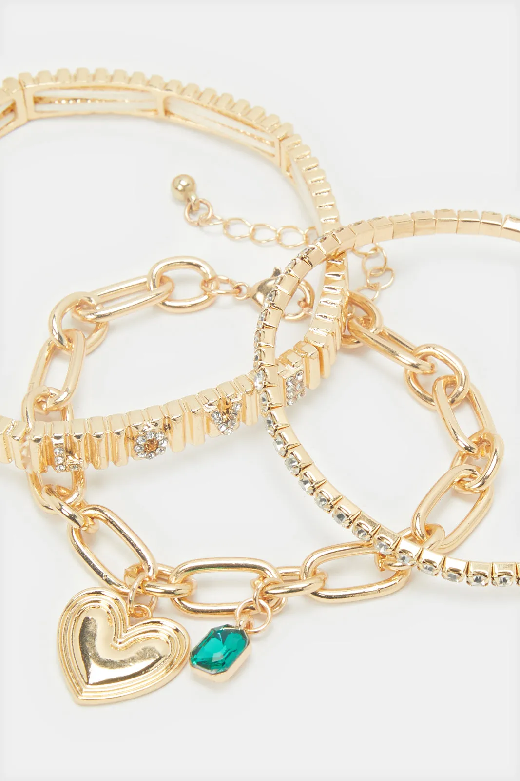 Women Gold Embellished Bracelet Set (3 Piece)