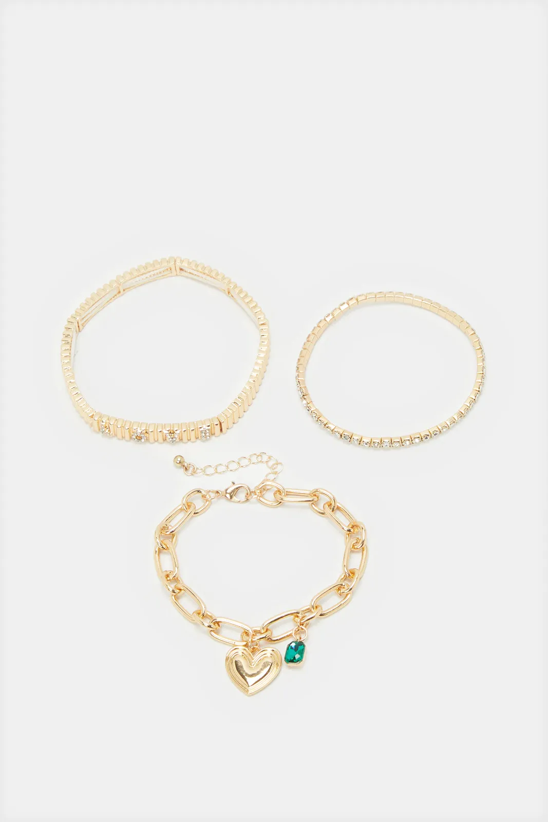 Women Gold Embellished Bracelet Set (3 Piece)