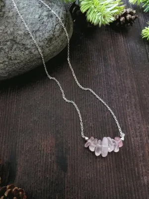 Xander Kostroma - Sterling Silver Rose Quartz Semi Precious Stone Necklace for Women - Promotes Love and Inner Healing - Handcrafted Unique Jewelry - 46cm Length   5cm Extension - Perfect Gift for Elegance and Balance