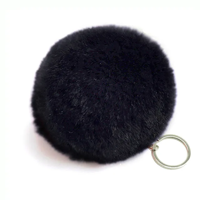 Zoeber New Artificial Rabbit Fur Ball Keychain Cute Pompom Key Ring Lovely Fluffy Fur Rabbit Ear Pendant Keychain Rings women